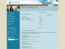 Tablet Screenshot of investor.aradigm.com